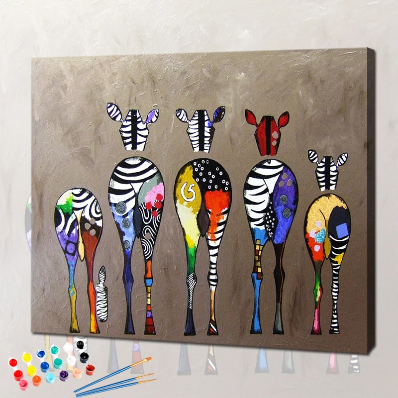 Zebra Painting By Numbers Coloring On Canvas For Adult Paint DIY With Frame Animal Drawing Picture Number Decoration Wall art | Дом и сад