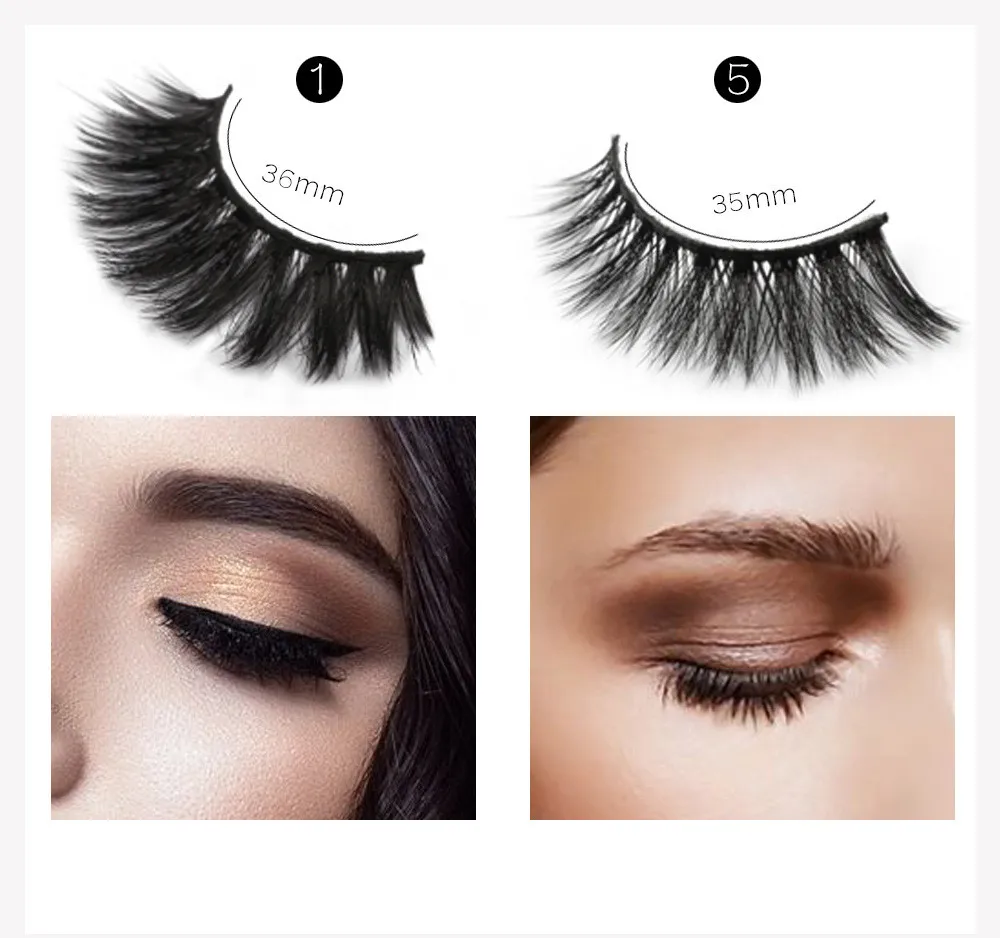 5 Pairs Handmade Real Mink 3D Full volume False Eyelashes Thick Long Lashes Set eyelash extension private label cosmetics (4)