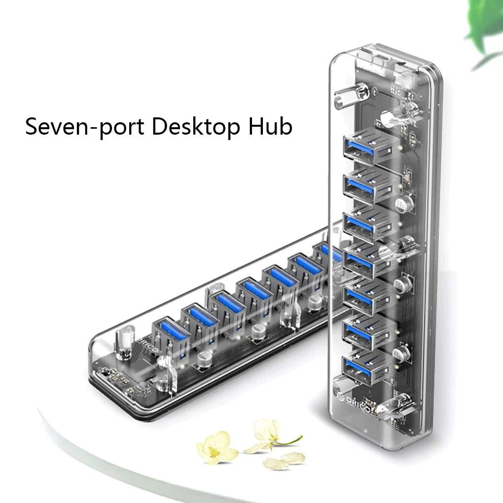 ORICO 7 портов USB3.0 прозрачный концентратор 5 Гбит/с портативный адаптер USB разветвитель ноутбук конвертер
