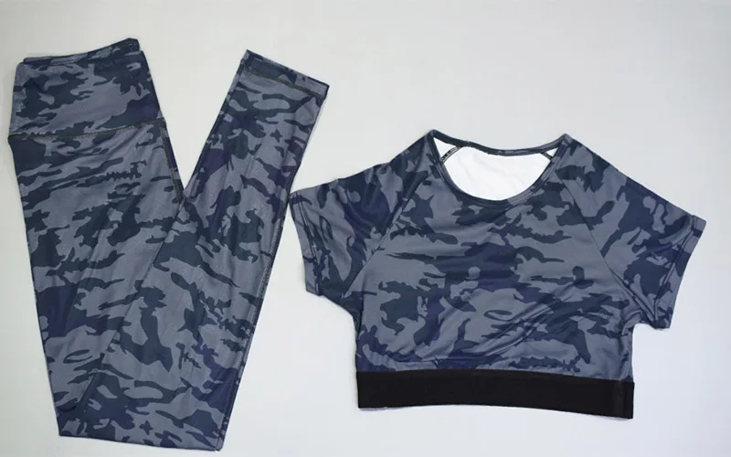 Zhangyunuo, камуфляжный комплект для йоги, спортивный комплект из 2 предметов, для тренировок, активный костюм, женская одежда для фитнеса, сексуальные Компрессионные Леггинсы, спортивный бюстгальтер