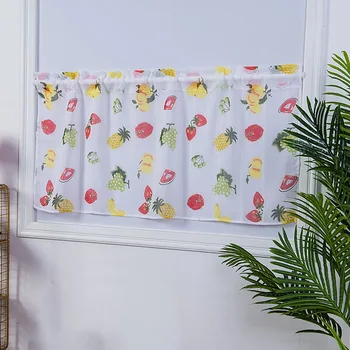 

50x100cm Kitchen Curtains Fruit Printed Small Window Treatment Valances Rod Pocket Short Drapes Half Tiers Entryway Gordijnen