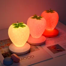 

Touch Dimmable LED Night Light Silicone Red Strawberry Nightlight USB Bedside Lamp For Baby Kids Decoration Creative Gift Girl