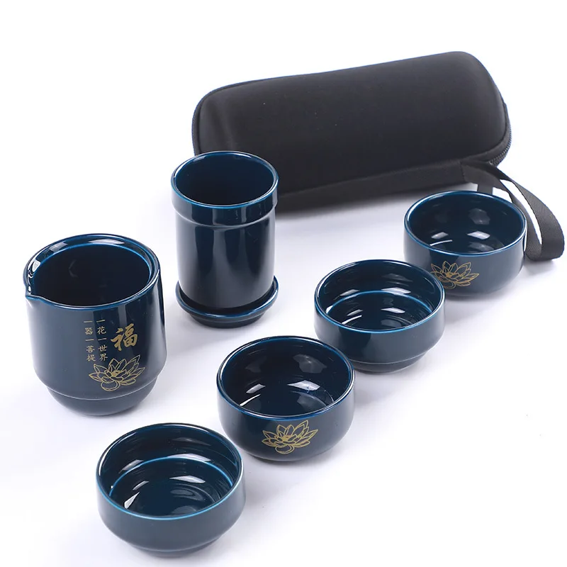 

Portable one pot four cups simple teapot teacup ceramic travel small pot tea kung fu tea set Free shipping