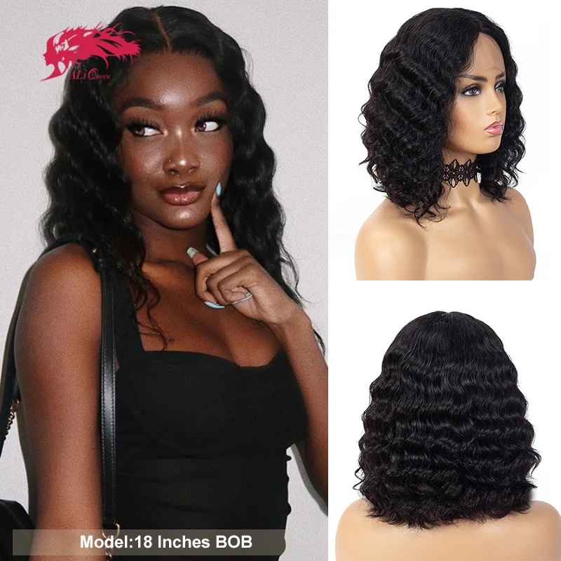 

Loose Deep Wave Lace Part Wig 10"-18" Pre Plucked Middle Part Short Bob Wig Brazilian Remy Human Hair Wig