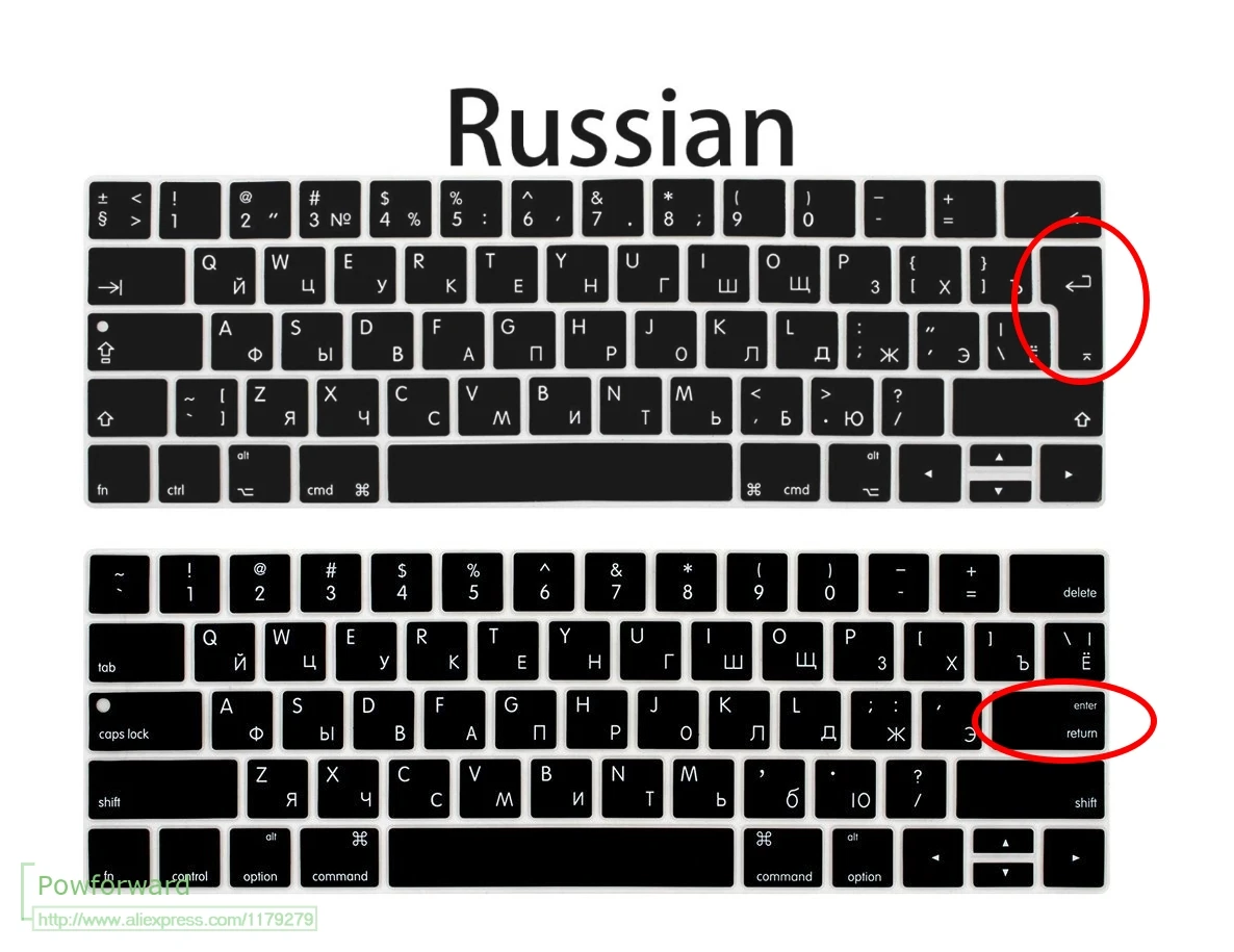 Силиконовый чехол для клавиатуры с русской кожей для Apple MacBook Pro 13 15 Touch Bar ID A1706 A1707 A1989 A1990 A2159