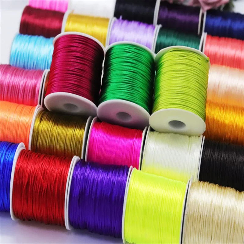 50Meters X 1MM Chinese Knot Rattail Satin Cord for Braided Macrame String Jewelry Findings Beading Rope 34 Colours