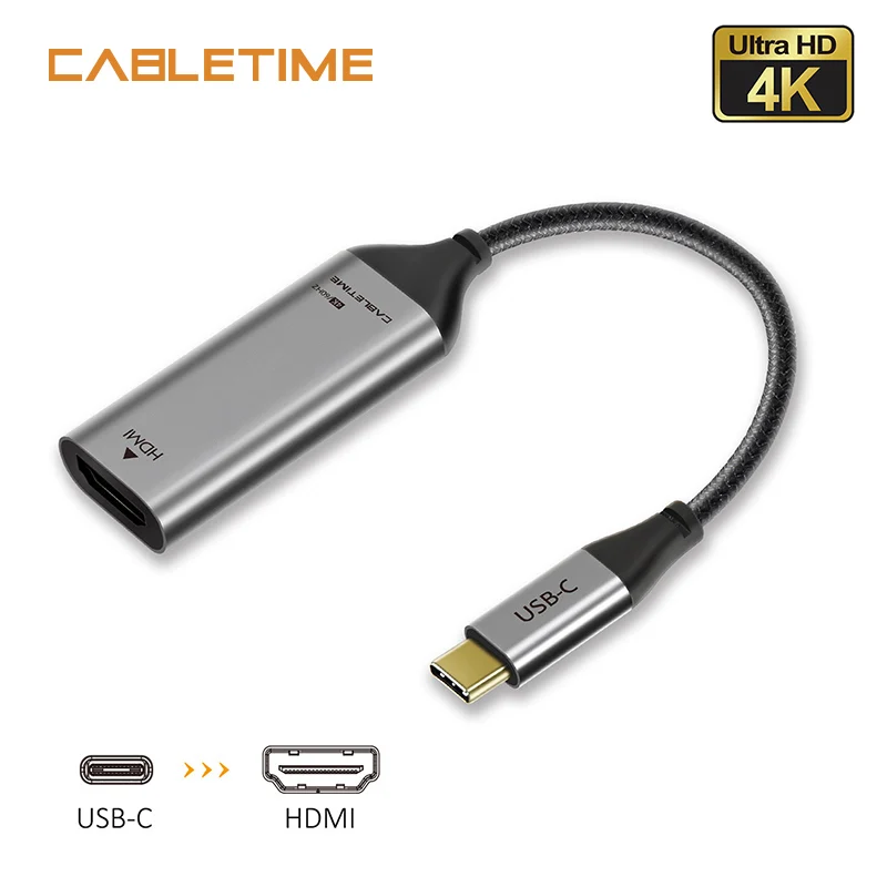 

Cabletime USB C to HDMI Adapter Cable Type C to HDMI Converter 4K 60Hz for New Macbook Samsung Galaxy S9/S8 Note 9 N224