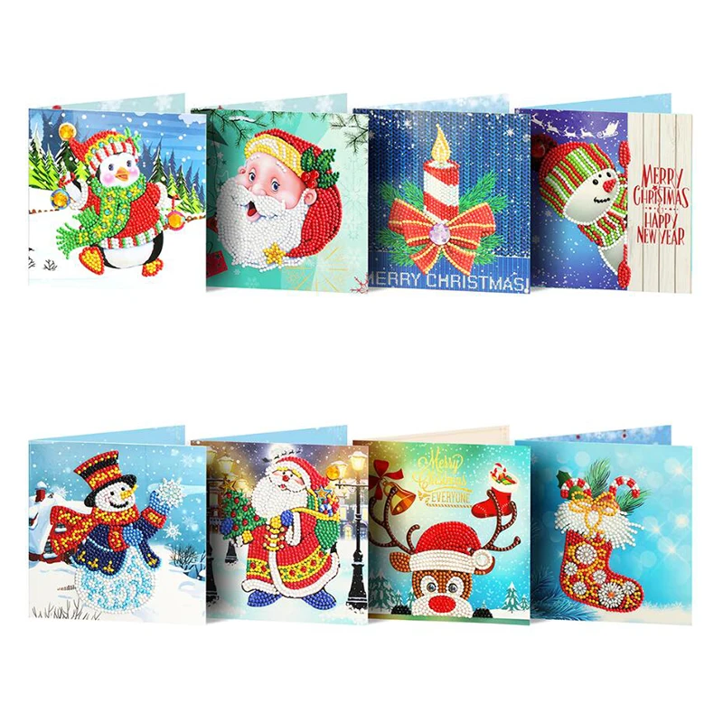 

Shaped diamond Diamond Painting Cards Santa Claus Picture Rhinestones Diamond Embroidery Greeting Postcards Diamond Mosaic Art