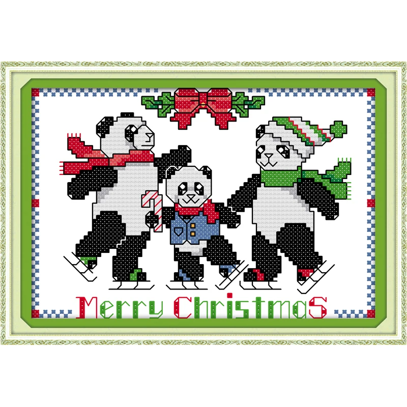 Everlasting love Christmas pandas экологические хлопковые китайские наборы крестиков счетные