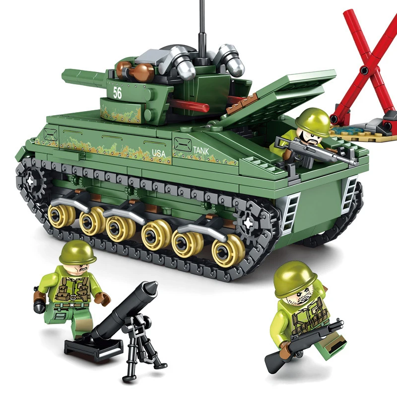 437pcs Military USA M4 Sherman Tank Building Blocks For legoing Army WW2 Soldier Toys vehicle soldiers bricks toy children boy 437pcs Military USA M4 Sherman Tank Building Blocks For legoing Army WW2 Soldier Toys vehicle soldiers bricks toy children boy