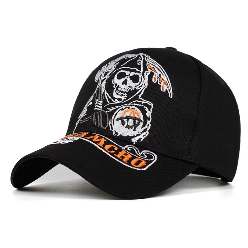 SAMCRO бейсболка SOA Sons of Anarchy с вышивкой черепа Повседневная бейсболка шапка модная Высококачественная спортивная шапка для гонок и мотоцикла - Цвет: black 2