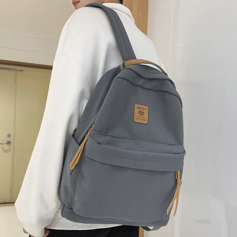 Unisex Solid Color Kawaii College Backpack Trendy Girl Cute Nylon