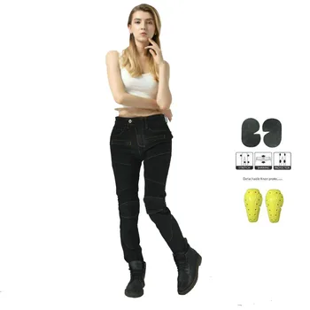 

New 4 P protective gear jeans women's European and American casual personality motorcycle pants motorcycle racing riding belt