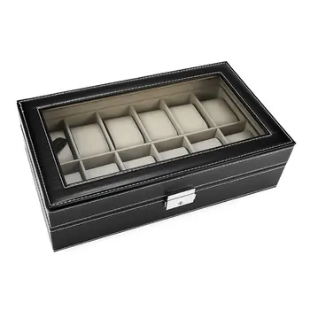 

2 Slots PU Leather Watch Organizer Display Storage Box Mechanical Watches Box Flip Cover Showcase 65291016A