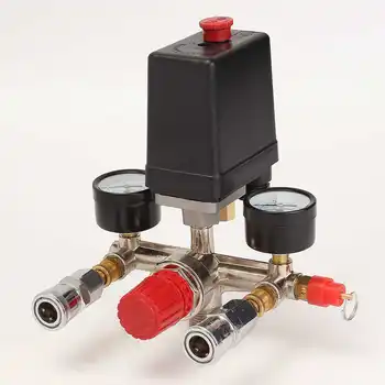 

1 PC 240V Adjustable Air Compressor Pump Pressure Valve Switch Air Flow Manifold Relief Regulator with Gauge 90-120 PSI