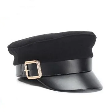 SHALUOTAOTAO, осенне-зимний теплый шерстяной армейские кепки для женщин, тренд, индивидуальная плоская кепка, Snapback, модные женские брендовые кепки s - Цвет: Black