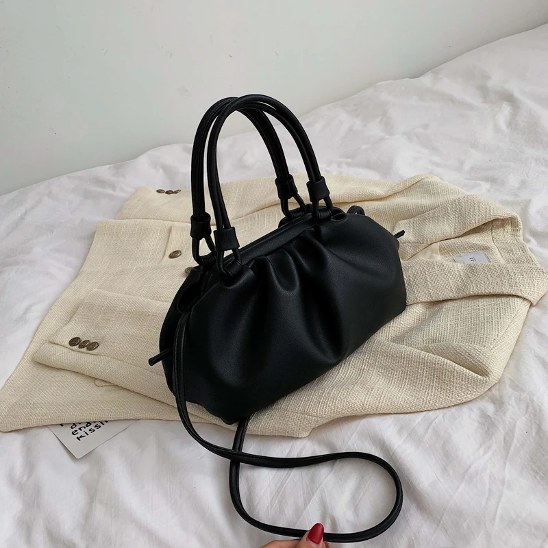 Элегантная женская сумка-тоут с облаком, модная новинка, высокое качество, мягкая женская дизайнерская сумка из искусственной кожи, роскошная сумка через плечо - Цвет: Черный