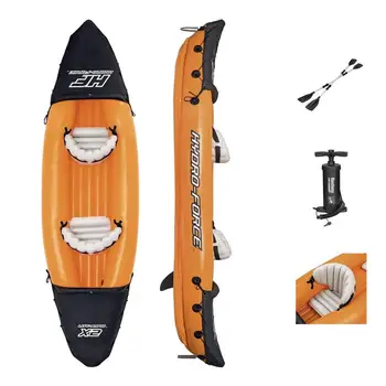 Inflatable Kayak Fishing Boat Portable Water Sport With Paddle Pump And Bag For 2 Persons Size 321X88cm Orange 1