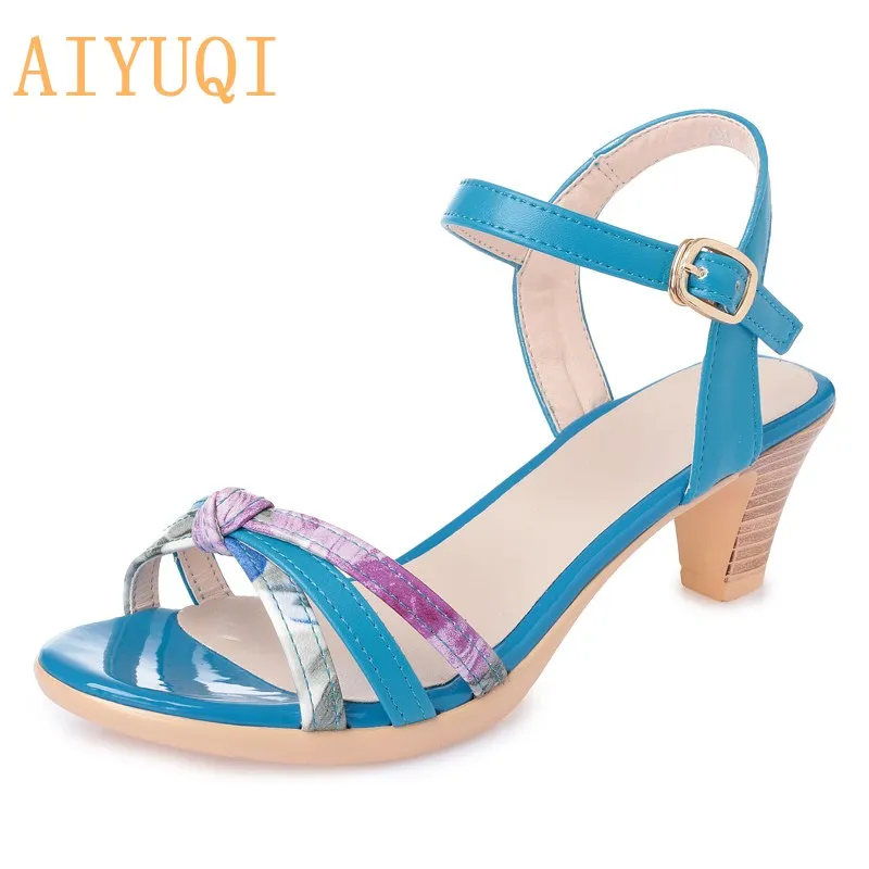 AIYUQI Summer sandals women 2020 new mixed colors fashion summer footwear women sandals mid heel 3 colors sandals for girls