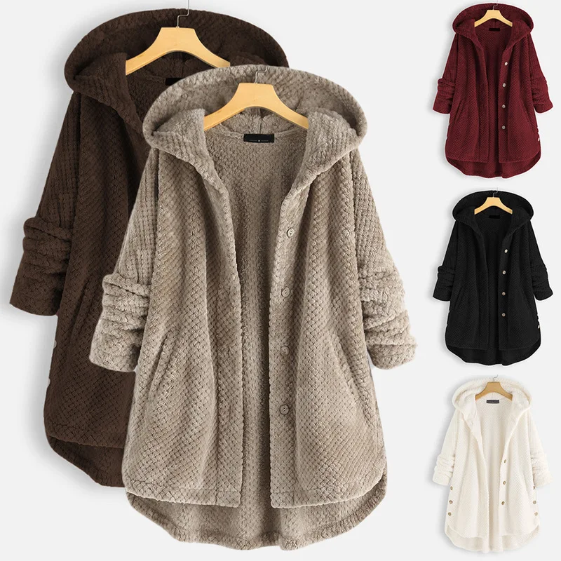 Womens hot sale autumn winter thickening Hoodie overcoat lady pure color Wool coat Long Top outercoat | Женская одежда