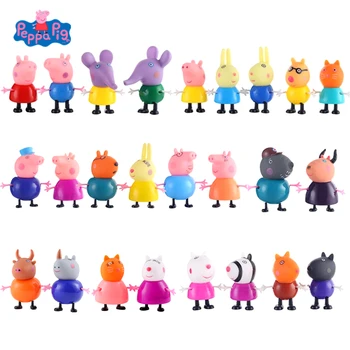 

25Pcs/Set Peppa Pig George Pig Family Dad Mom Pig Friend Anime Action Figure Model Doll Child Birthday Xmas Gift