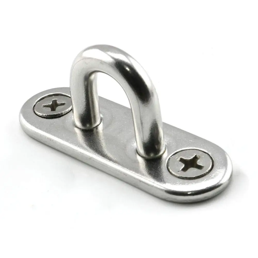 4pcs M5 Oblong Pad Eye Plates Ceiling Wall Mount U Hook Anchor Hanger Stainless Steel Staple Ring Hook Boat Yacht Shade Sail Ti