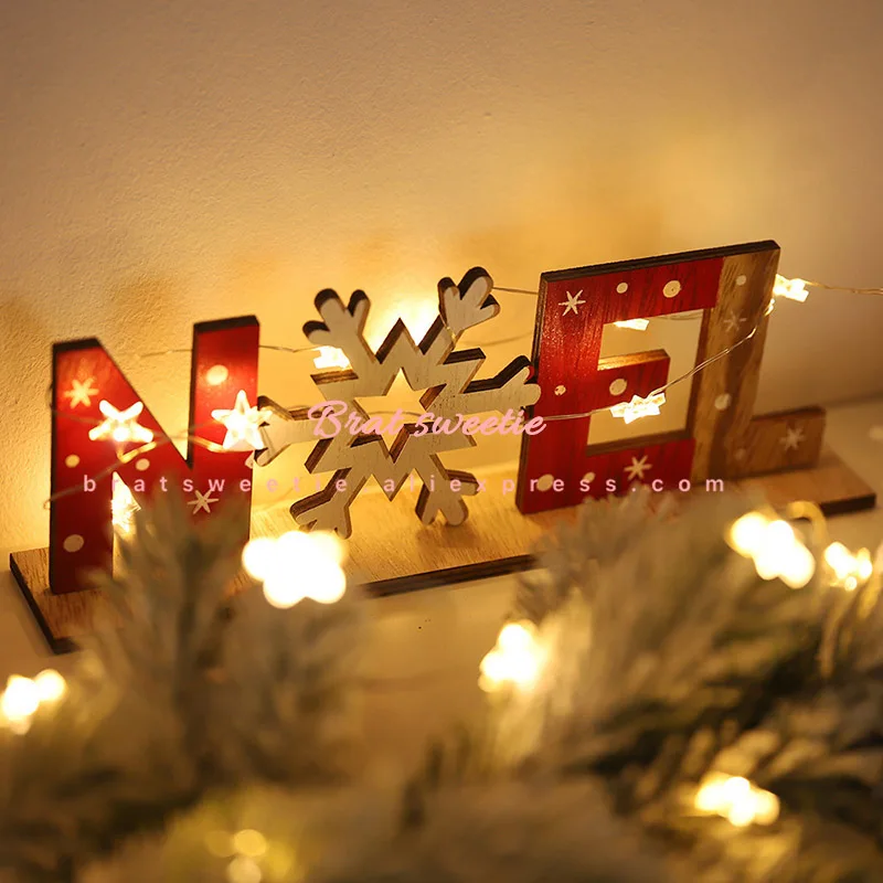 Рождественские деревянные буквенные знаки Санта Клаус Рождественский Снеговик пусть это снег Снежинка Noel украшения рождественские украшения для дома