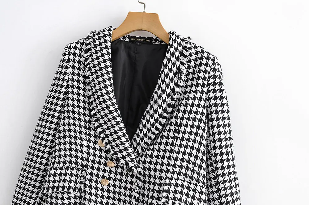 

2019 Autumn New Style Western Style Feathering Simple Generous Thousands of Birds Suit 7878520
