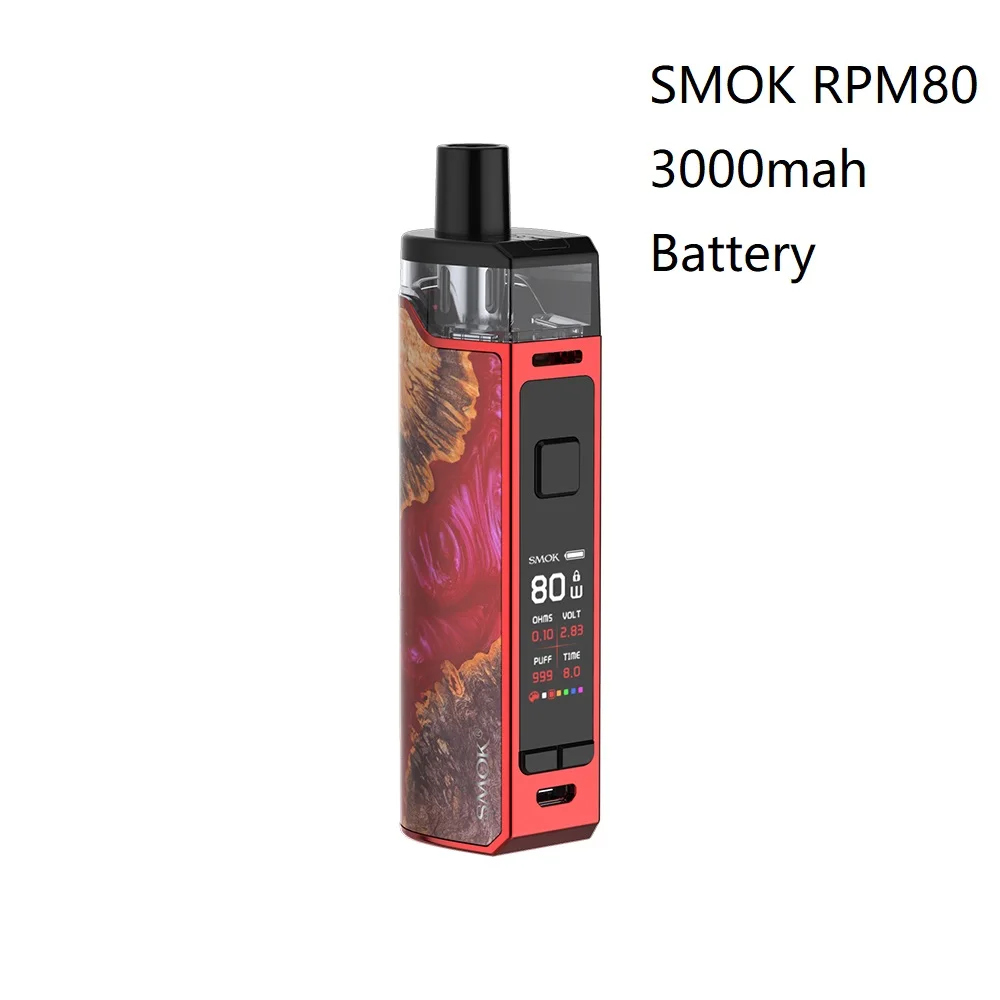 SMOK RPM80 Mod Pod Комплект с 3000 мАч батареей vs SMOK RPM80 Pro Pod Kit No 18650 батарея 5 мл Pod Max 80 Вт vs Vinci/aegis - Цвет: Red Wood RPM80