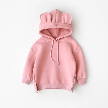 

Winter Toddler Baby Kids Boy Girl Hooded Cartoon Ear Hoodie Sweatshirt Tops Clothes Roupa Infantil Solid Yellow Grey Hoodies