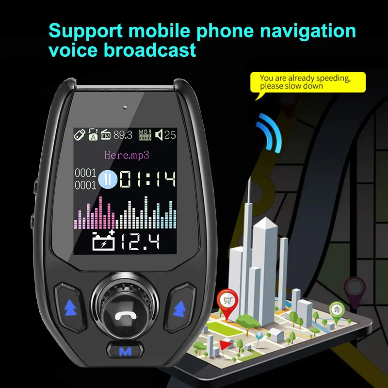 JaJaBor fm-передатчик fm-модулятор Bluetooth 5,0 автомобильный комплект Hands Free AUX Play 1,8 большой цветной экран QC3.0 Быстрая зарядка