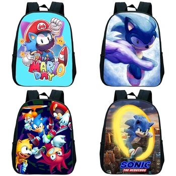 

Child Cute Sonic Mario Print Kindergarten Backpack Kids School Bag Cartoon Bookbag Toddler Rucksack Children Back to School Gift