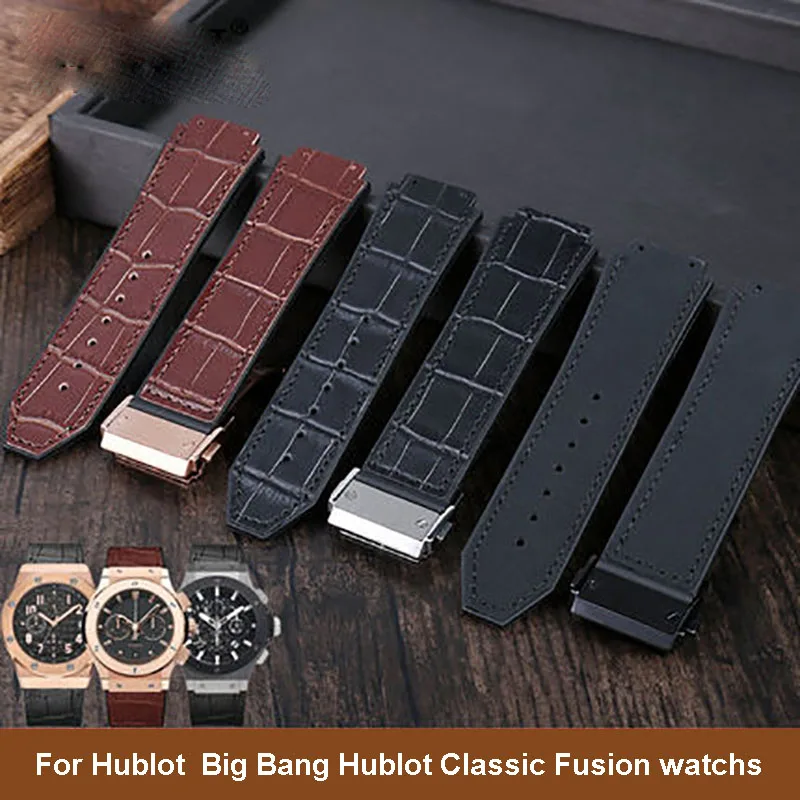 Orologio In Pelle E Compatibile Per Hublot Big Bang Classic Fusion Leather Rubber Watch Band Uomo 26*19Mm