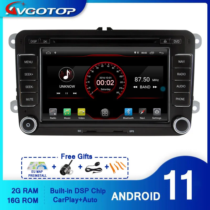 AVGOTOP Android 11 WINCE Bluetooth GPS автомобильный радиоприемник DVD-плеер для VOLKSWAGEN Golf Passat Polo 2G 16G