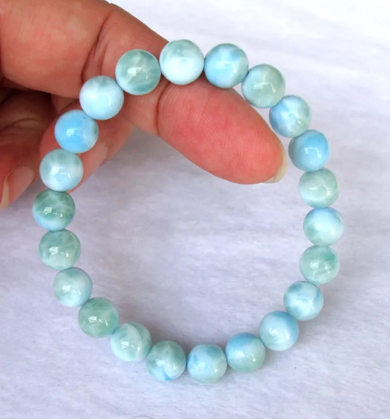 Free Shipping Natural Larimar Round 8mm Beads Bracelet Women Jewelry Accessories Weddings Parties Birthday Gift | Украшения и