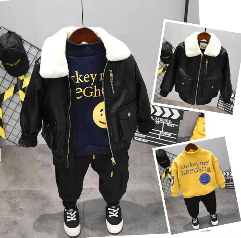 baby boy faux leather jacket
