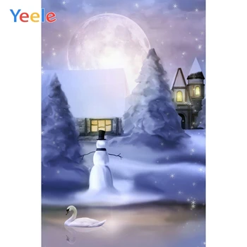 

Yeele Landscape Fairytale Snowman Castle Starry Moon Photography Backdrop Personalized Photographic Backgrounds For Photo Studio
