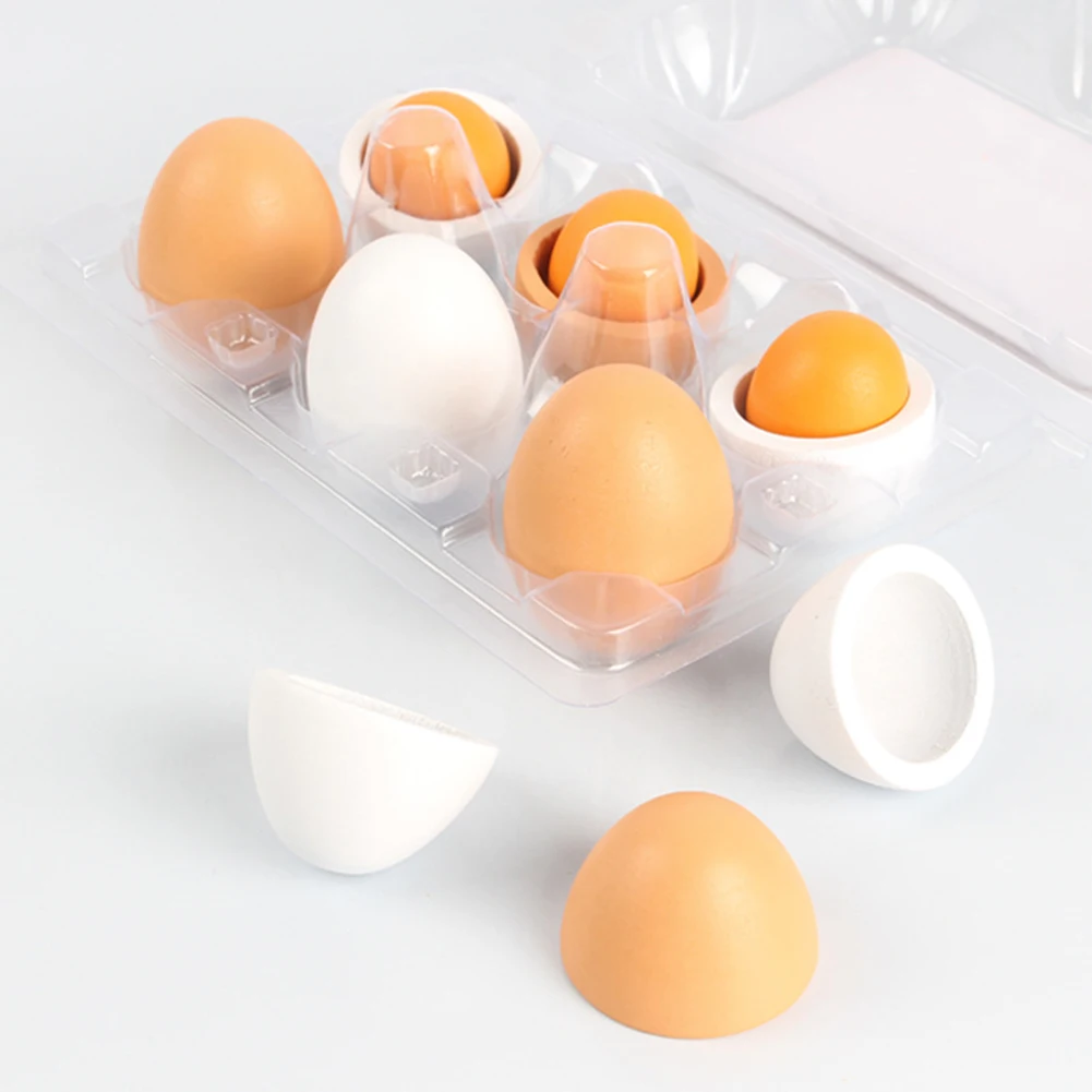 6 шт деревянные Имитационные яйца желток еда дети ролевые игры кухня кулинарная игрушка