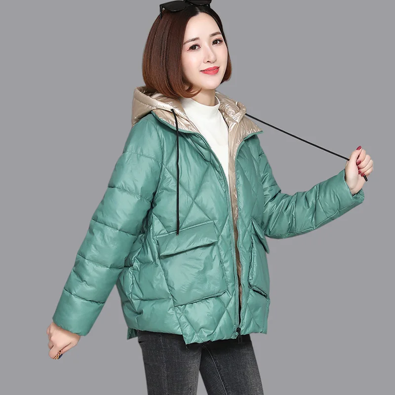 

Autumn And Winter Women Jacket Solid Color Thicken Warm Parkas Female Casual Hooded Cotton Coats M-5XL Women