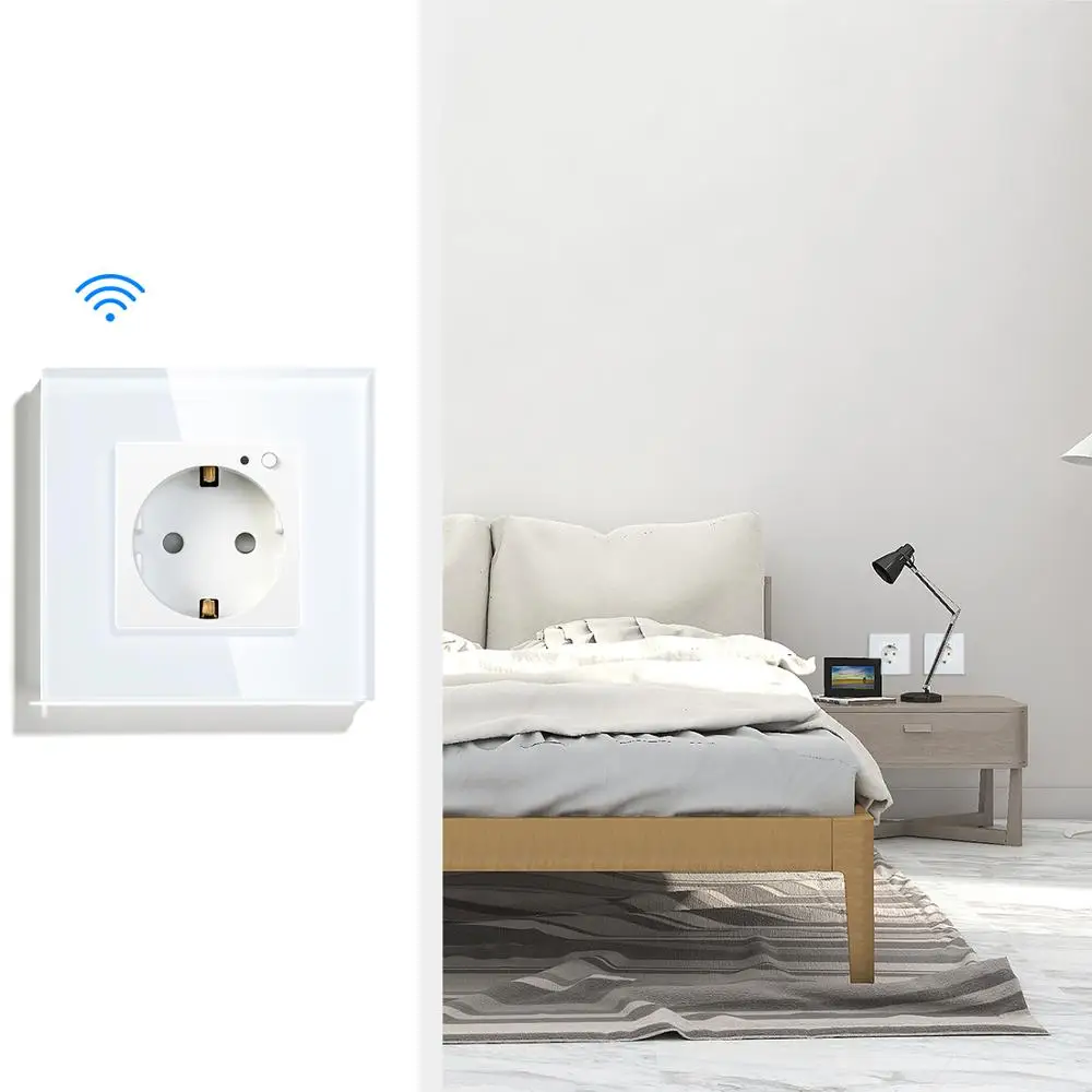 BSEED один WI FI стенная розетка работать с Tuya Smart Life гнездо белый черного и золотого