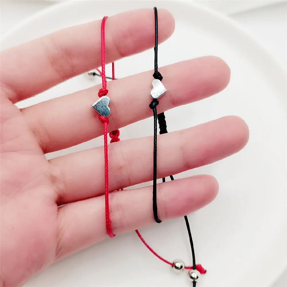Love bracelet simple heart-shaped wax thread woven brand couple 