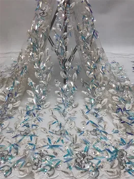 

High quality 1YG-20.4415 french sequins lace fabric african lace fabric with equins tulle fabric for fashion show dress