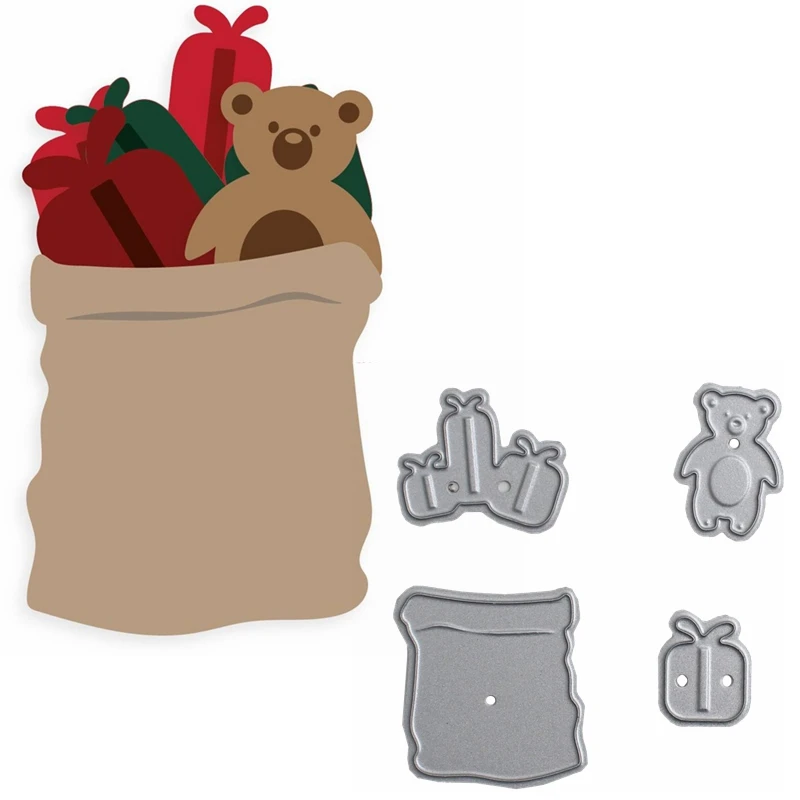 

Full Bag Of Gifts&Bear Metal Cutting Dies Gifts Bag Die Cuts For Card Making DIY Scrapbook New 2019 Embossed Crafts Cards