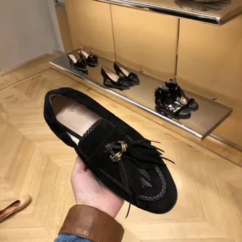 

Fashion tassel shoes 2020 spring new flat shoes women shoes Pointed black casual shoes ladies shoes obuv boty Loafers