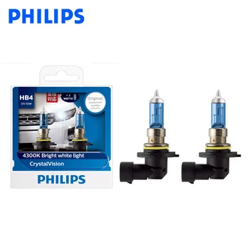 

Philips 9006 HB4 12V 60W Crystal Vision 4300K Halogen Bright White Light Auto Lamps Stylish Look UV Resistant 9006CVSM, Pair