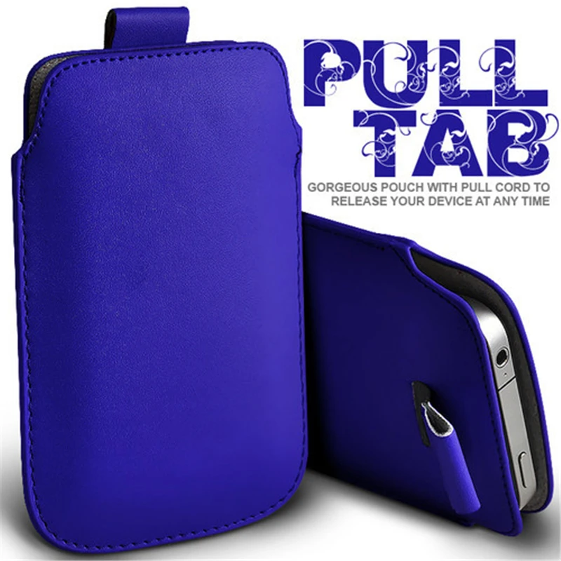 Versatile Pull and Push Tab PU Leather Phone Pouch
