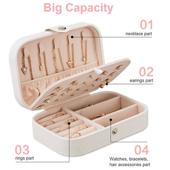 

Jewelry Box for Women Double Layer Travel Jewelry Organizer for Necklace Earring Rings PU Leather Jewelry Holder Case