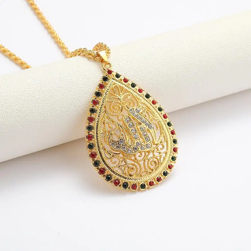 

Gold Color Dripping Zircon Pendant Men's Women's Muslim Necklace Religious Jewelry Amulet Rock Hip Hop Jewelry Gift