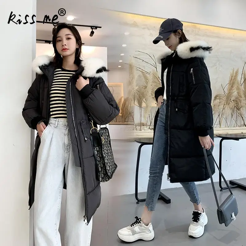 

Solid Mid-Long Down Jacket Women Outdoor Camping Hiking Down Coat Winter Casual Thermal Parkas Windproof Warm Overcoat