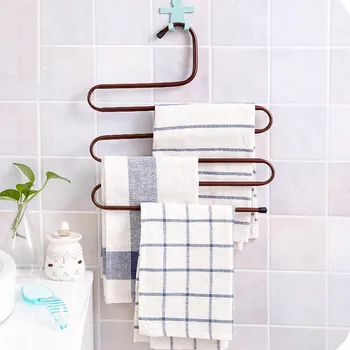 

3Pcs Wardrobe Storage S Type Stainless Steel Pants Trousers Hanger Multi Layers Clothing Towel Storage Rack Closet Space Saver